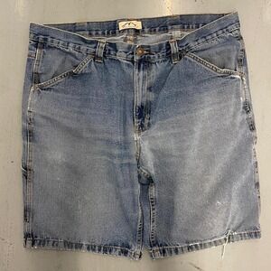 Blue Mountain denim carpenter jorts with sick wash